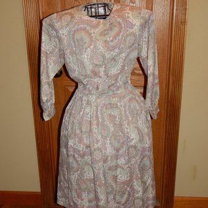 Vintage Women's Size 14 JOHNNY APPLESEED'S Paisley Print Pioneer Prairie Dress